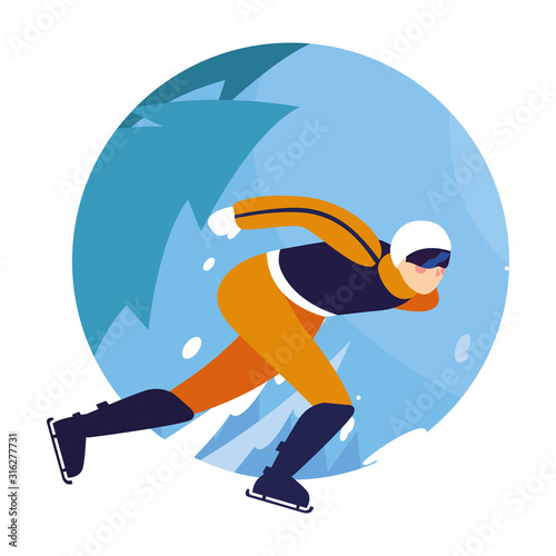 man practicing figure skating , ice sport