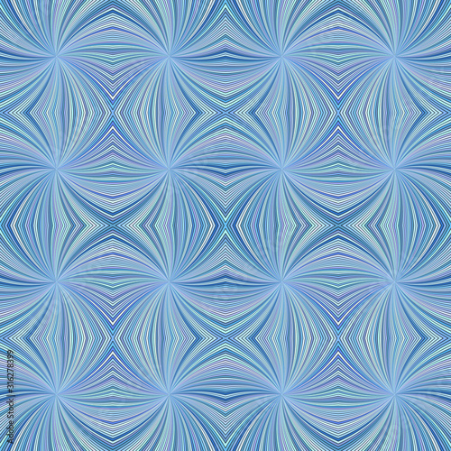 Blue seamless abstract psychedelic curved stripe pattern background - vector burst design