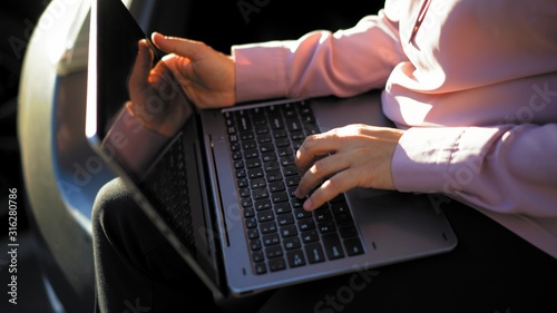 Female Hands Working on Laptop Busines concept Close Up