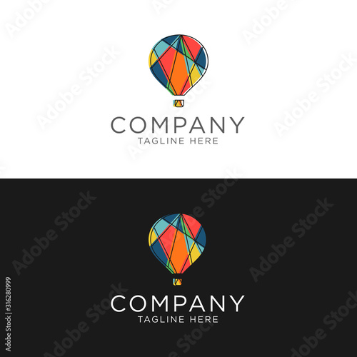 logo design colorful mosaic air balloon template