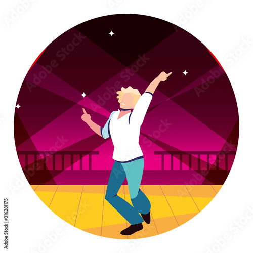 man on the dance floor, party, dancing club, music and nightlife