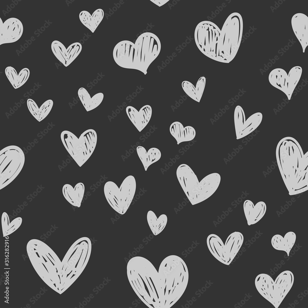 Heart doodles seamless pattern Heart doodles seamless pattern