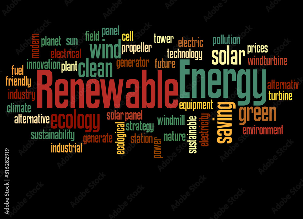 Renewable energy word cloud concept 3 Renewable energy word cloud concept 3