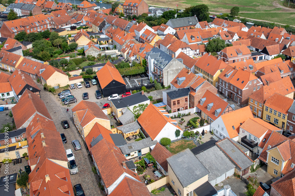 Red roof in Ribe city Denmark	