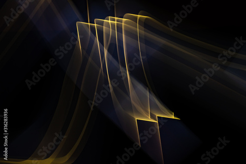 Chaotic movement of different bands on a black background