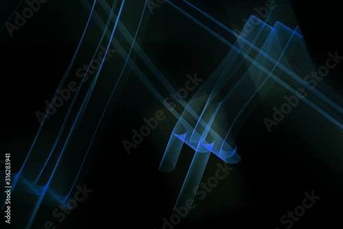 Chaotic movement of different bands on a black background