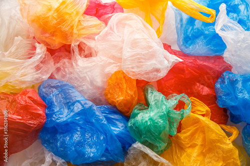 Colorful plastic bags pattern photo