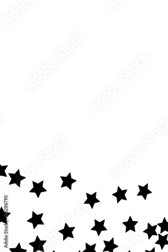 Black shiny stars on white background