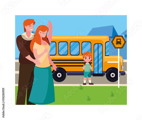 parents with her student son back to school