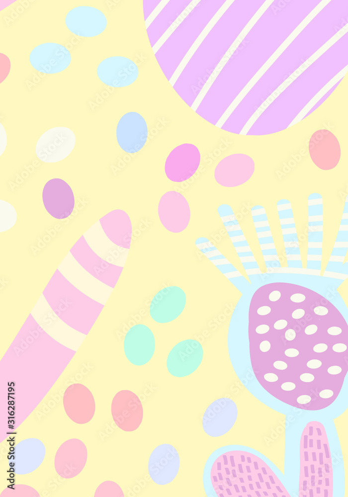 Modern abstract bright floral background with hand drawn texture.