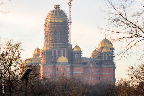 People's Salvation Cathedral (Catedrala Mantuirii Neamului) construction site. Christian orthodox cathedral detail view. Bucharest, Romania, 2020 photo