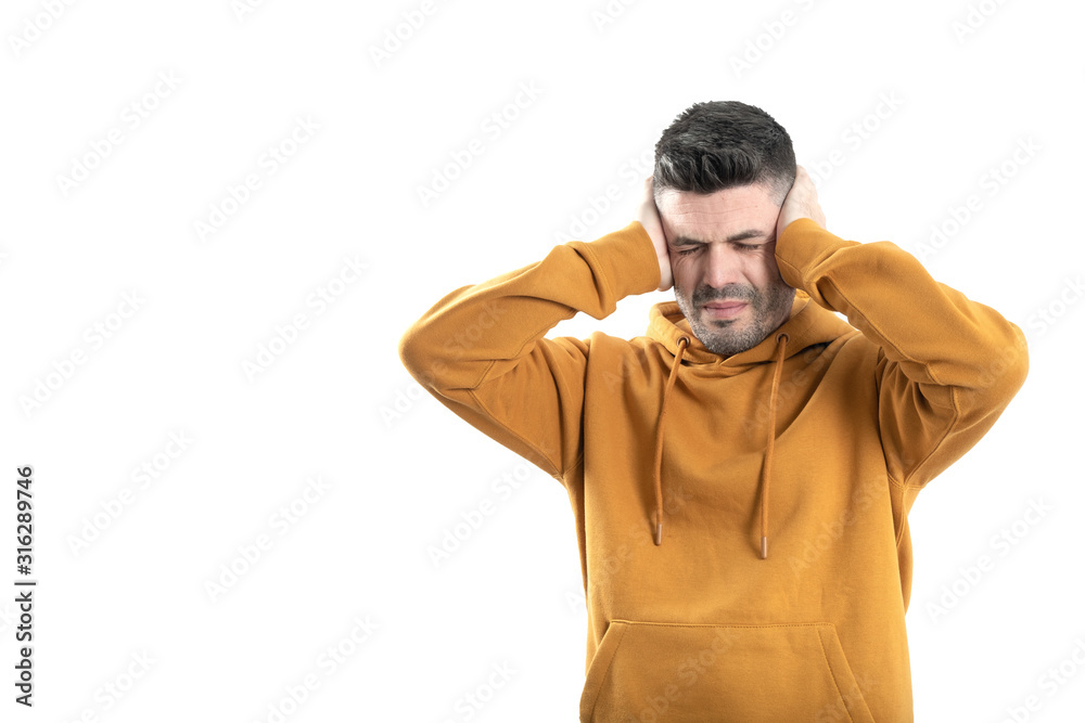 a man feels upset with excessive noise