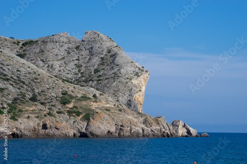 Seascape with a mountain by the sea. Sudak