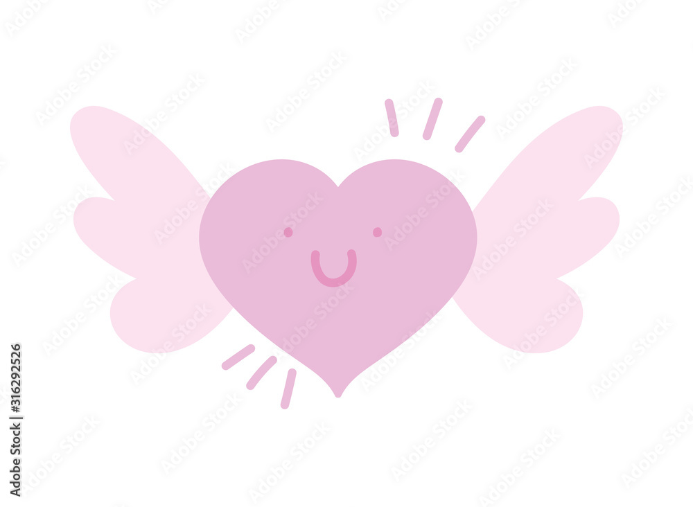 happy valentines day, pink heart with wings lovely happy valentines day, pink heart with wings lovely