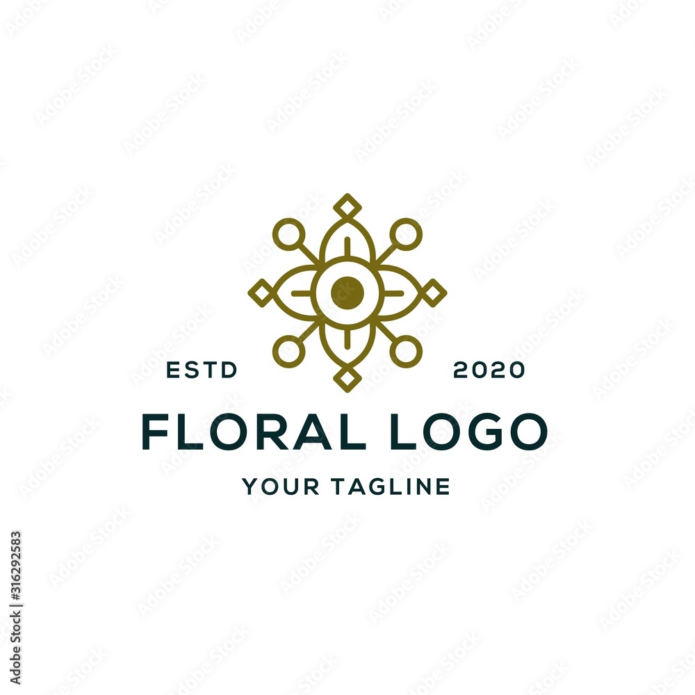 Modern Logo Design or Luxury Floral Ornament or Flower Line Art with White Background Modern Logo Design or Luxury Floral Ornament or Flower Line Art with White Background