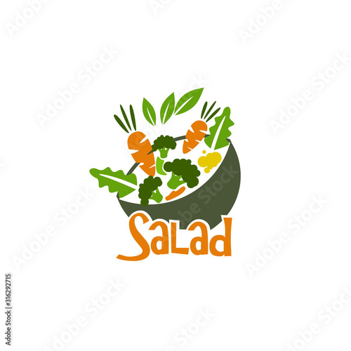 Organic Salad Logo Design Stock Vector