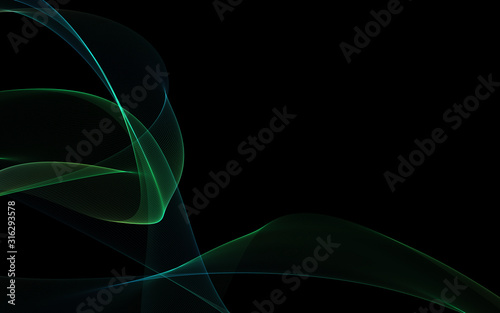 Dark abstract background with a glowing abstract waves