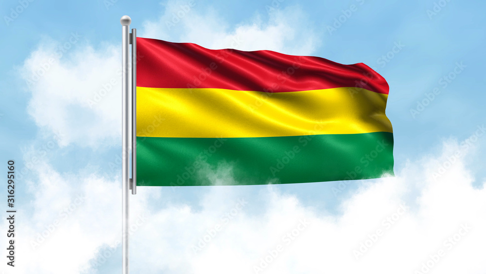 Bolivia Flag Waving with Clouds Sky Background Bolivia Flag Waving with Clouds Sky Background