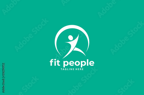 fit people logo icon vector isolated