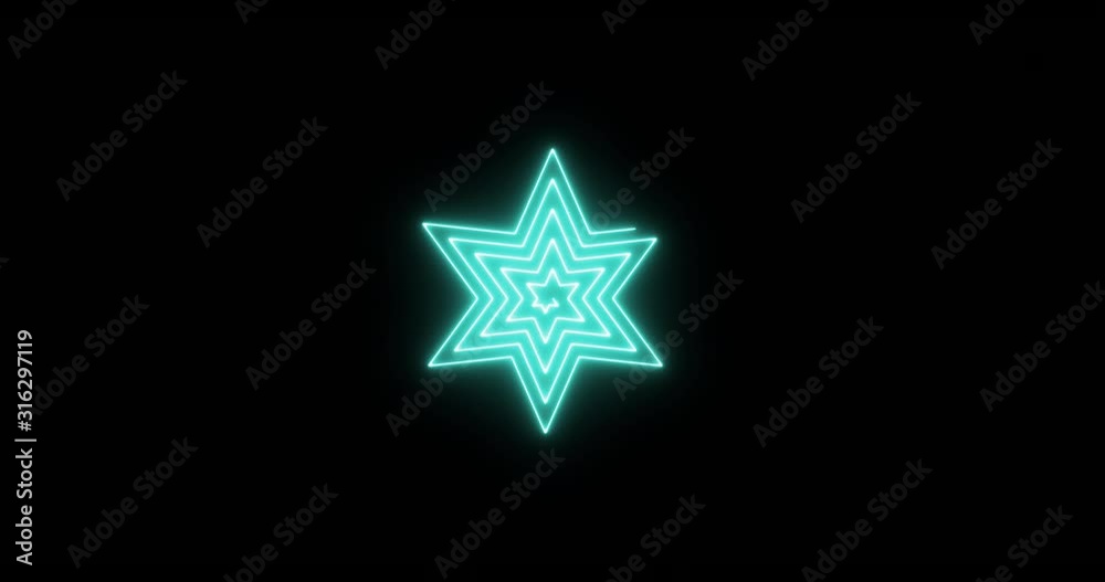 Beautiful six-ended star blue neon spiral background. Beautiful six-ended star blue neon spiral background.
