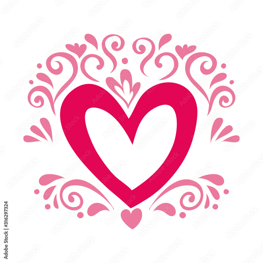 happy valentines day heart with frame lines