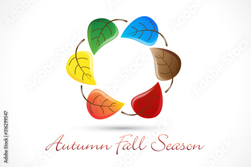 Autumn fall leafs wreath season greetings card holidays celebrations vector image design