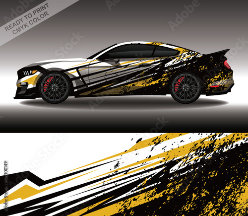 Car wrap decal design vector, custom livery race rally car vehicle sticker and tinting.