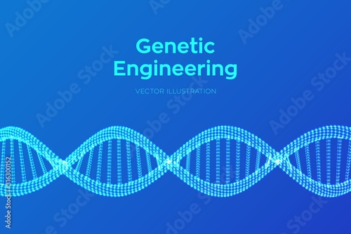 DNA sequence. Wireframe DNA molecules structure mesh. DNA code editable template. Science and Technology concept. Vector illustration.