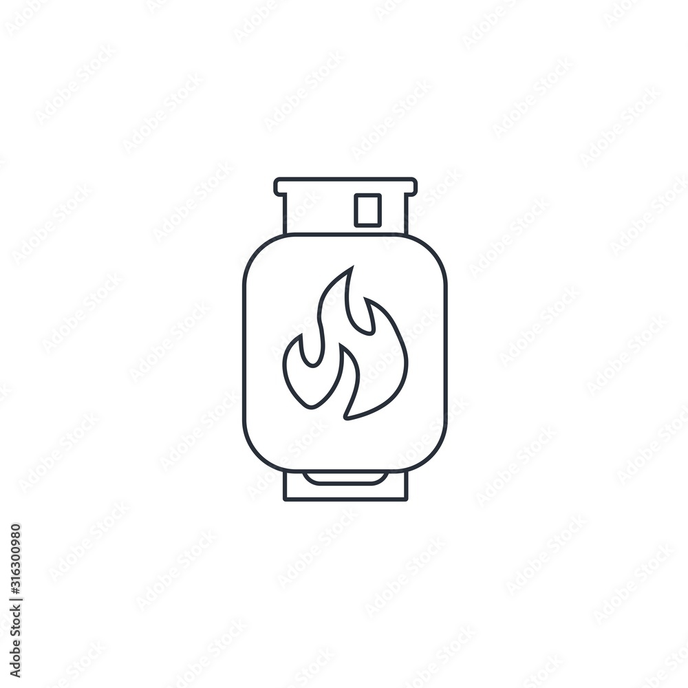 Gas Cylinder. Simple vector linear icon isolated on white background.