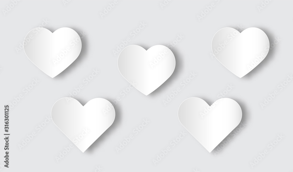 white heart-shaped icon of vector or illustration with paper art style white heart-shaped icon of vector or illustration with paper art style