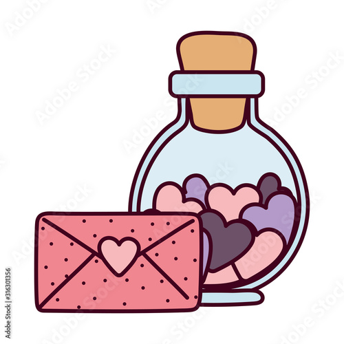 happy valentines day, bottle glass envelope messages letter hearts romantic