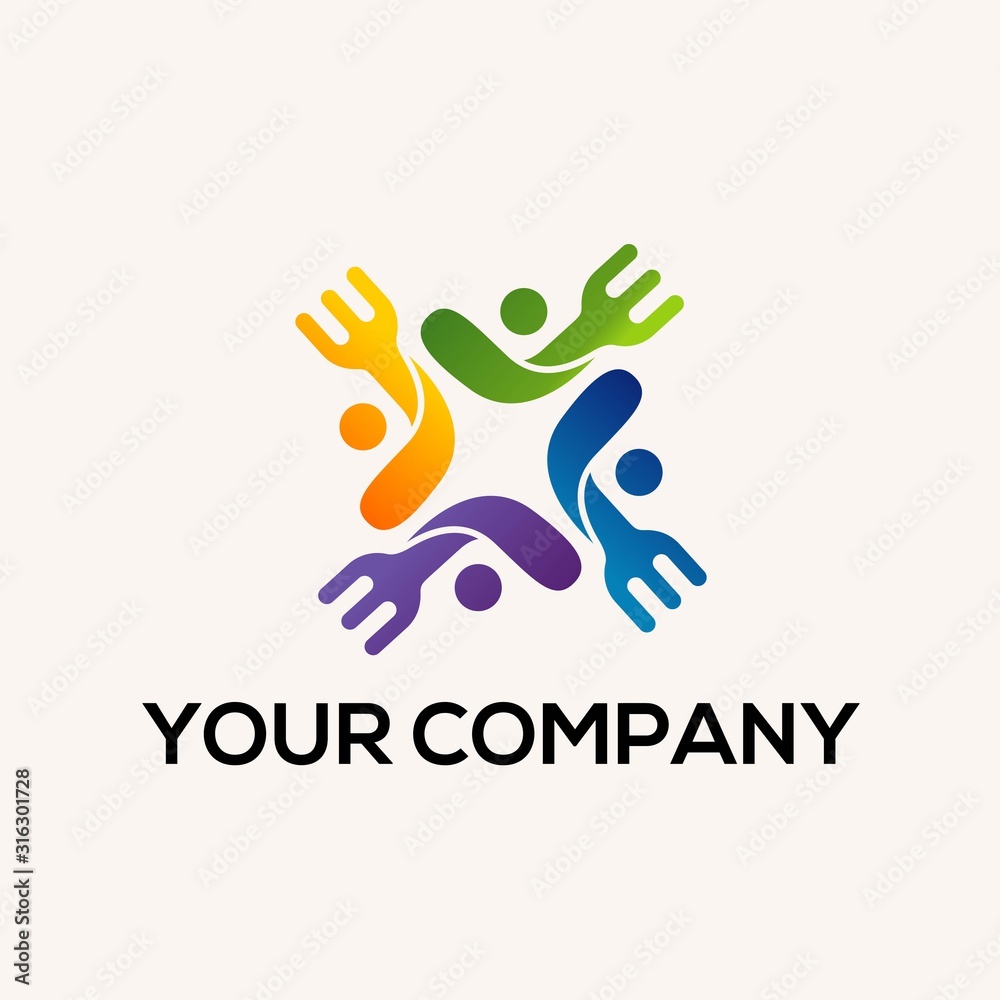 vector image for a community or organization eating together, logo template vector image for a community or organization eating together, logo template