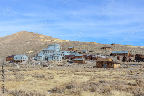 abandoned houses in old gold mining town of Bodie, California