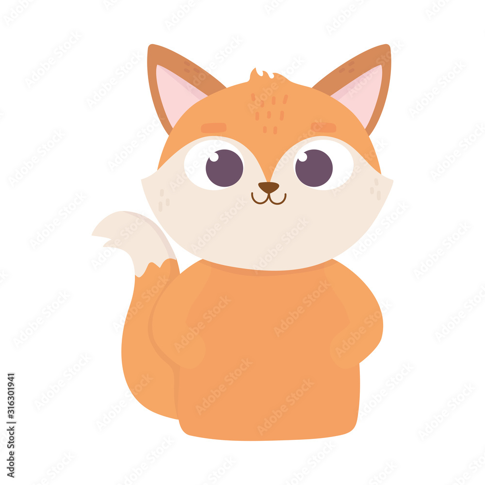 cute animal fox cartoon on white background cute animal fox cartoon on white background