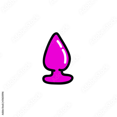 anal plug sex toy doodle icon, vector illustration