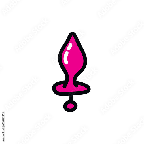 anal plug sex toy doodle icon, vector illustration