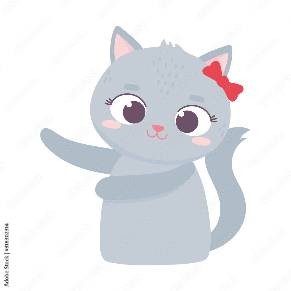 cute animal female cat with bow cartoon character cute animal female cat with bow cartoon character