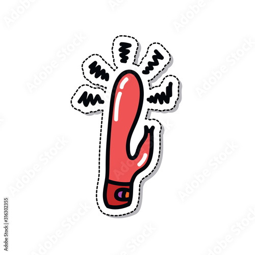 vibrator sex toy doodle icon, vector illustration