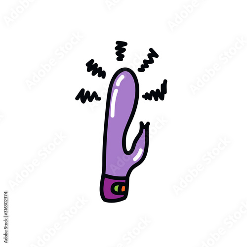 vibrator sex toy doodle icon, vector illustration