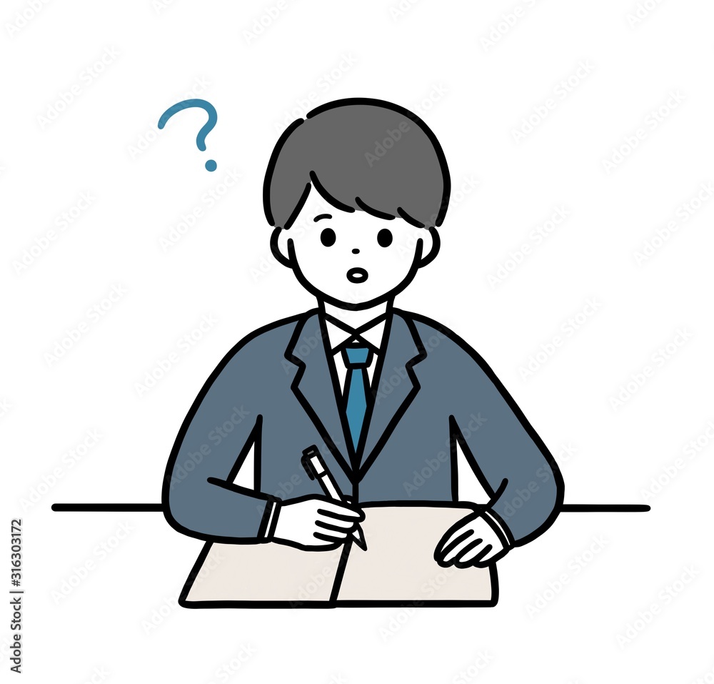 ノートに書いている男性 ノートに書いている男性