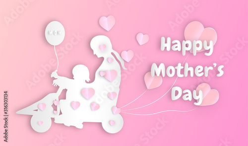 Happy mother's day with paper art style holiday design,vector or illustration
