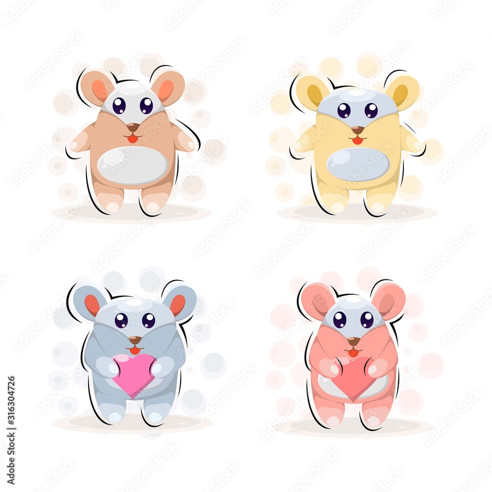 Cute animal little hamster illustration Premium Vector collection