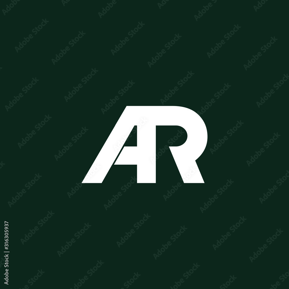 Fototapeta premium letter logo AR. 2 letter design combination into one unique and simple logo. white texture. green background. modern template. for company and graphic design.