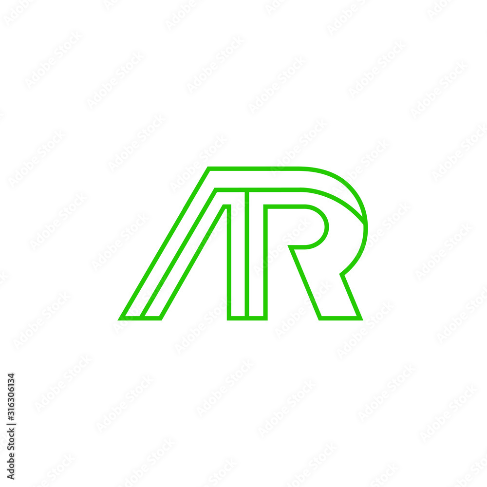 Fototapeta premium the letter logo AR with line art. design combination of 2 letters into one logo that is unique and simple. green texture. isolated white. modern template. for company and graphic design.