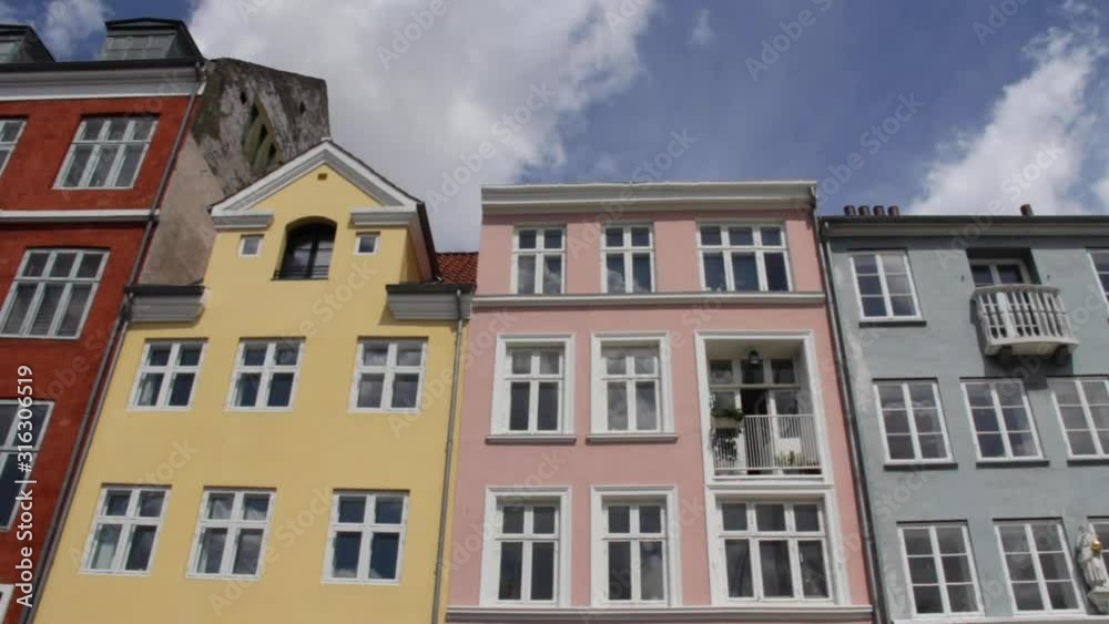 Copenhagen, Denmark - Close Up of the Red, Yellow, Pink & Blue Buildings of Nyhavn Copenhagen, Denmark - Close Up of the Red, Yellow, Pink & Blue Buildings of Nyhavn