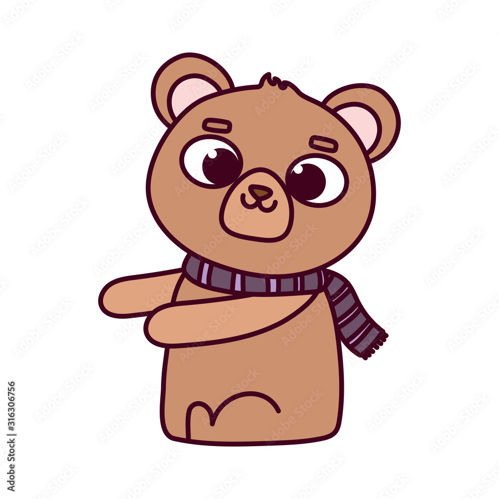 cute animal bear with scarf cartoon character cute animal bear with scarf cartoon character