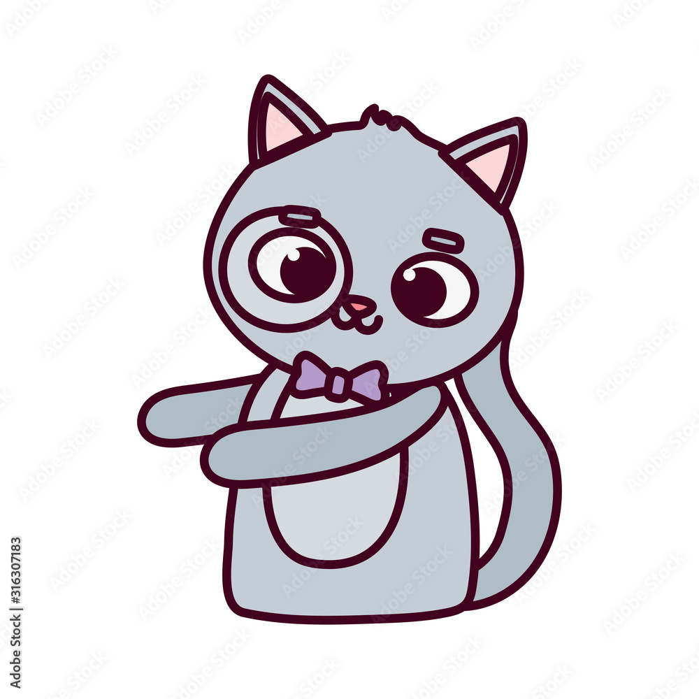 cute animal cat with bow tie cartoon character cute animal cat with bow tie cartoon character