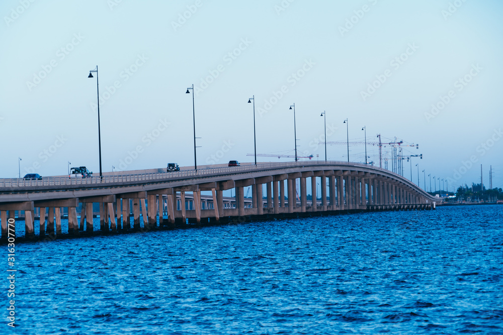 Fototapeta premium Bridge over the peace river at Punta Gorda and Port Charlotte