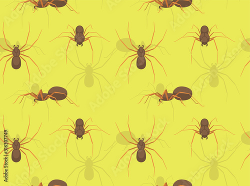 Brown Recluse Spider Cartoon Vector Seamless Background Wallpaper-01