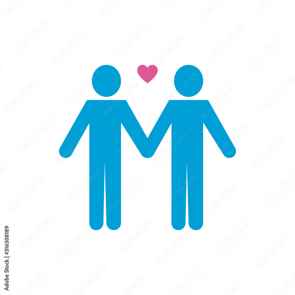 Isolated gays couple and heart vector design Isolated gays couple and heart vector design